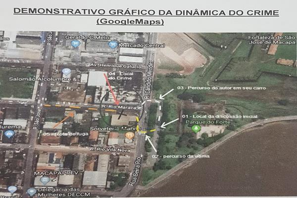 Ilustração da dinâmica do crime feita pelos investigadores da DECIPE